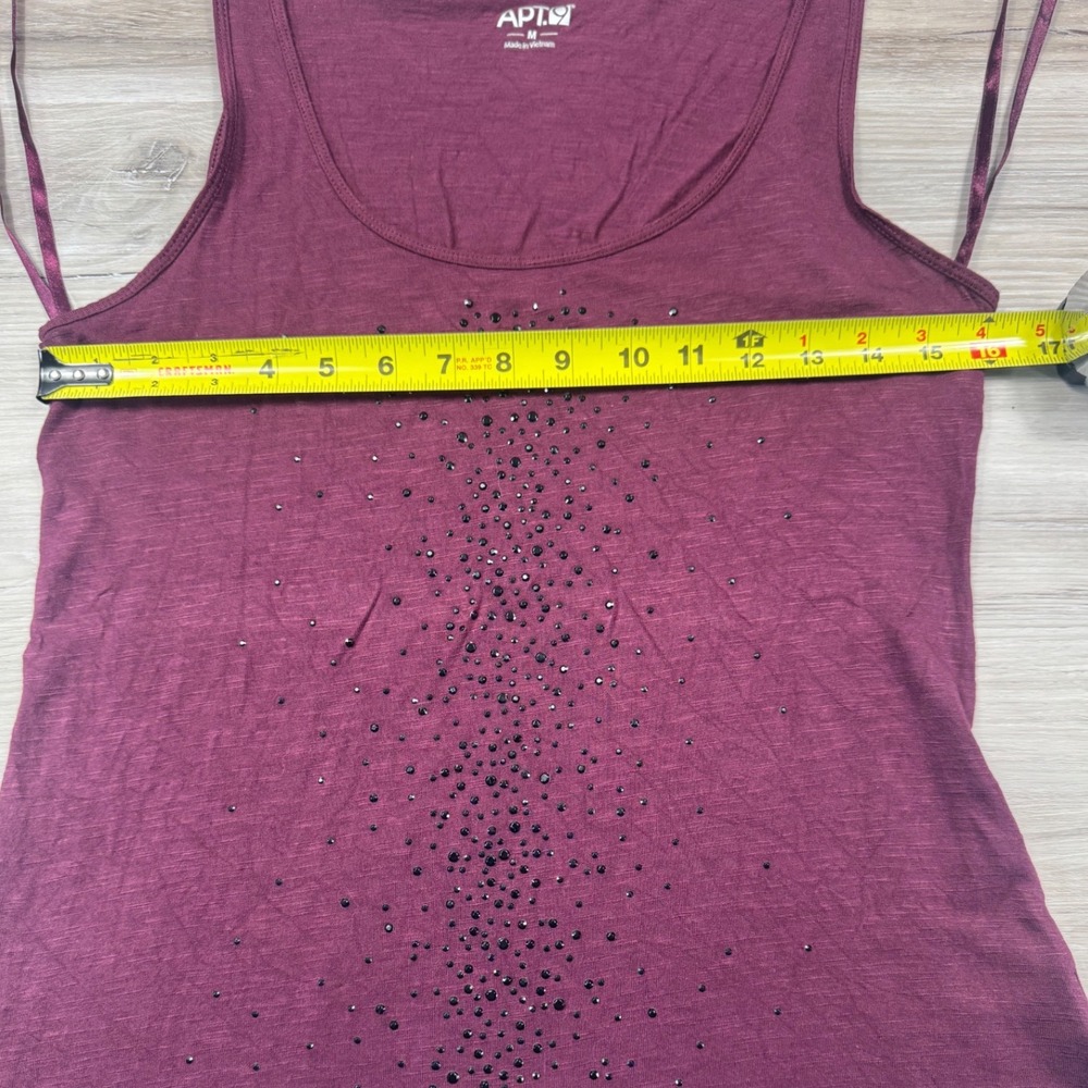 Apt 9 Womens Plum Purple Studded Embellished Rayon Tank Top Size M Scoop Neck - Picture 3 of 8